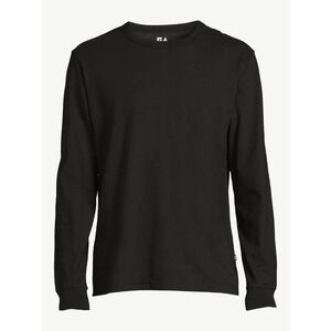 Free Assembly Mens Long Sleeve Cotton Tee Size L Black Everyday T-Shirt Crewneck